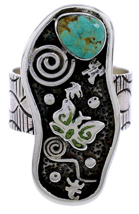 Turquoise And Sterling Silver Butterfly Ring Size 6-1/4 BW71166